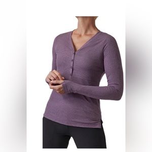 Athleta Uptempo Ribbed Henley Top Long Sleeves Pullover Women's Size Medium NWOT